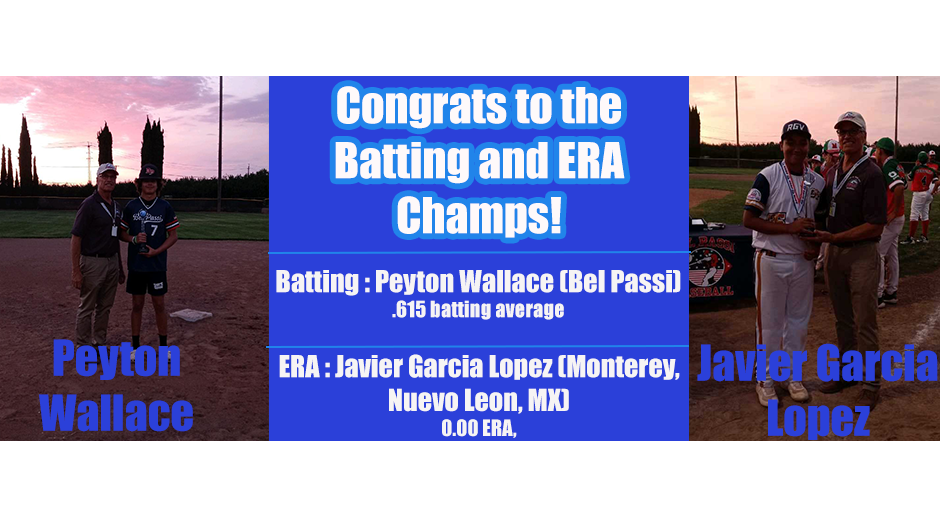 Congrats to the Batting and ERA Champs!